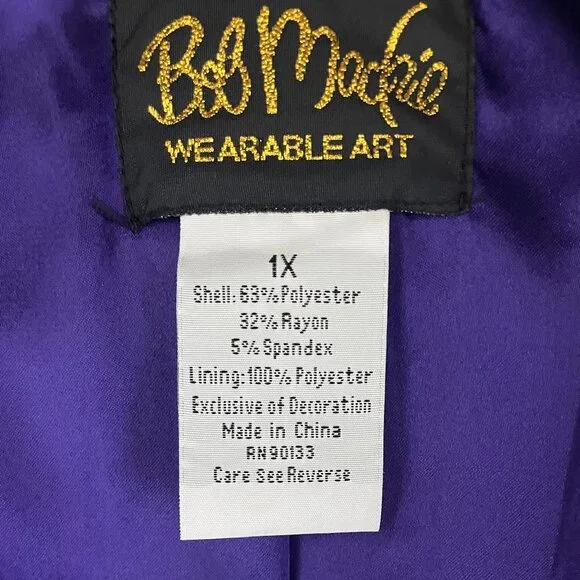 Bob Mackie Gem Detail Blazer with Purple Lazyered Inside  Size 1X - Picture 7 of 7